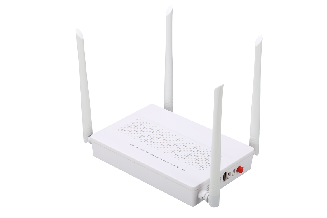 4GE 2.4G / 5G WIFI POTS CATV GPON ONU Modem SC Single Mode Single Fibre