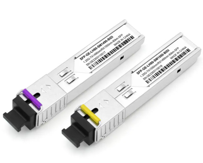 Transceiver światłowodowy 1,25G 80 km SFP 1490 / 1550nm Złącze SC BIDI Producent OEM
