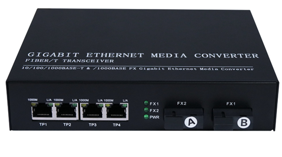 IP30 QoS Konwerter światłowodowy SNMP 10/100/1000 Gigabit 4 Rj45 1,25 Gb/s