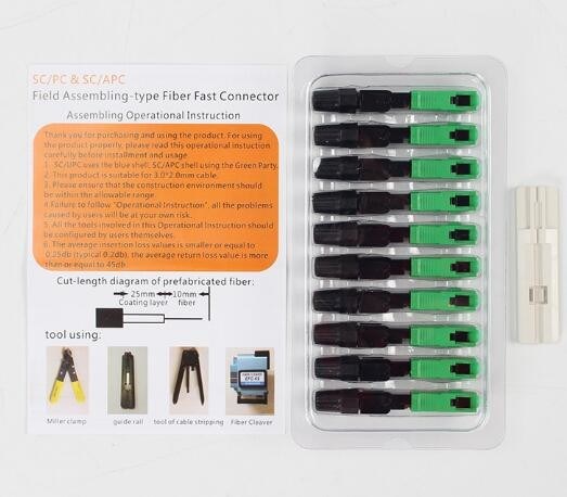 Wbudowany typ SC APC Quick Connector z pojedynczą formą Utrata wtrącania 0,3DB Typ polerowania