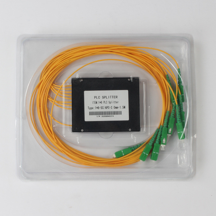 Rozdzielacz światłowodowy 2,0 mm 1 X 8 Rozdzielacz PLC SC APC Box Branch 1,5 metra