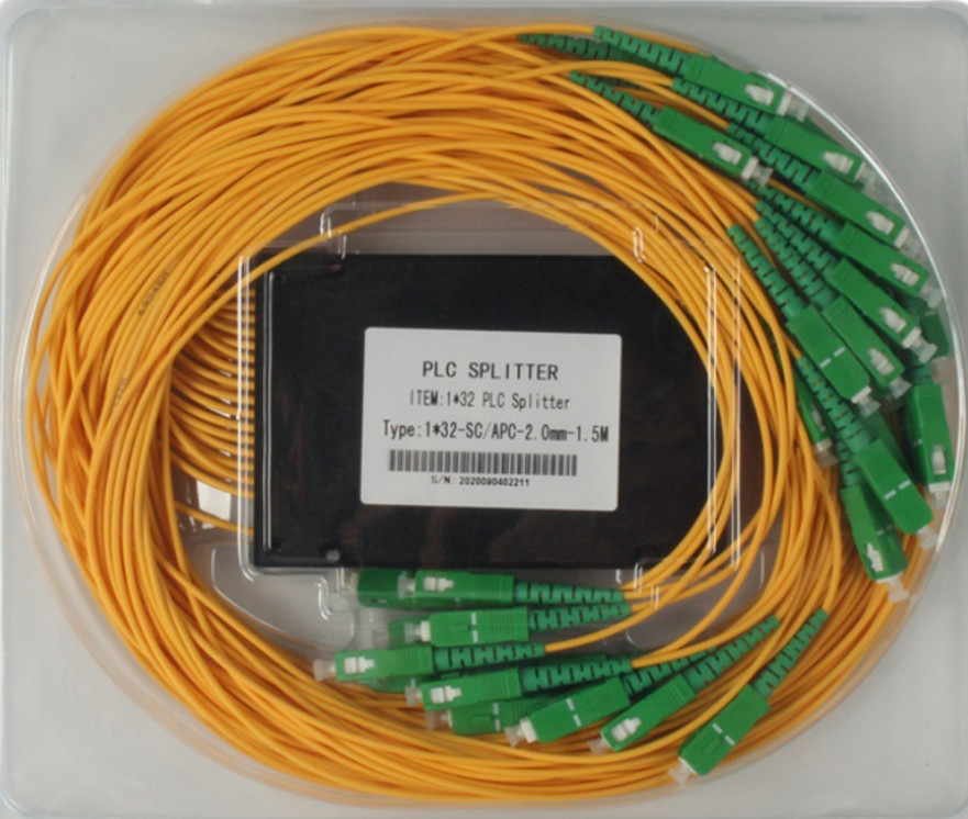 SC APC 1x32 Splitter Światłowód do 2,0 mm warkoczy 1260nm - 1650nm Długość robocza